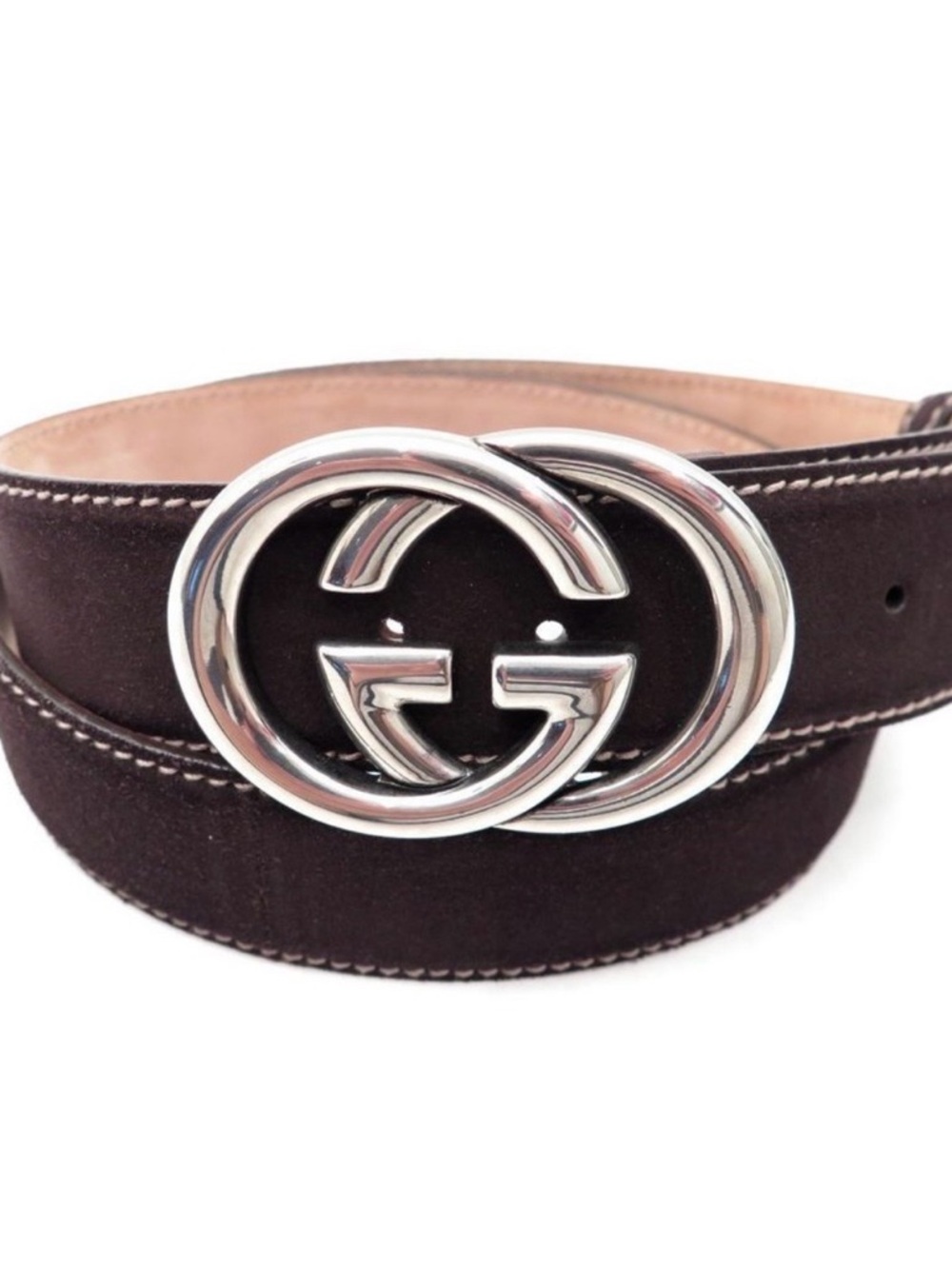 Gucci Black Leather Belt with Silver Buckle